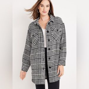 Maurices Black and White Plaid Coat